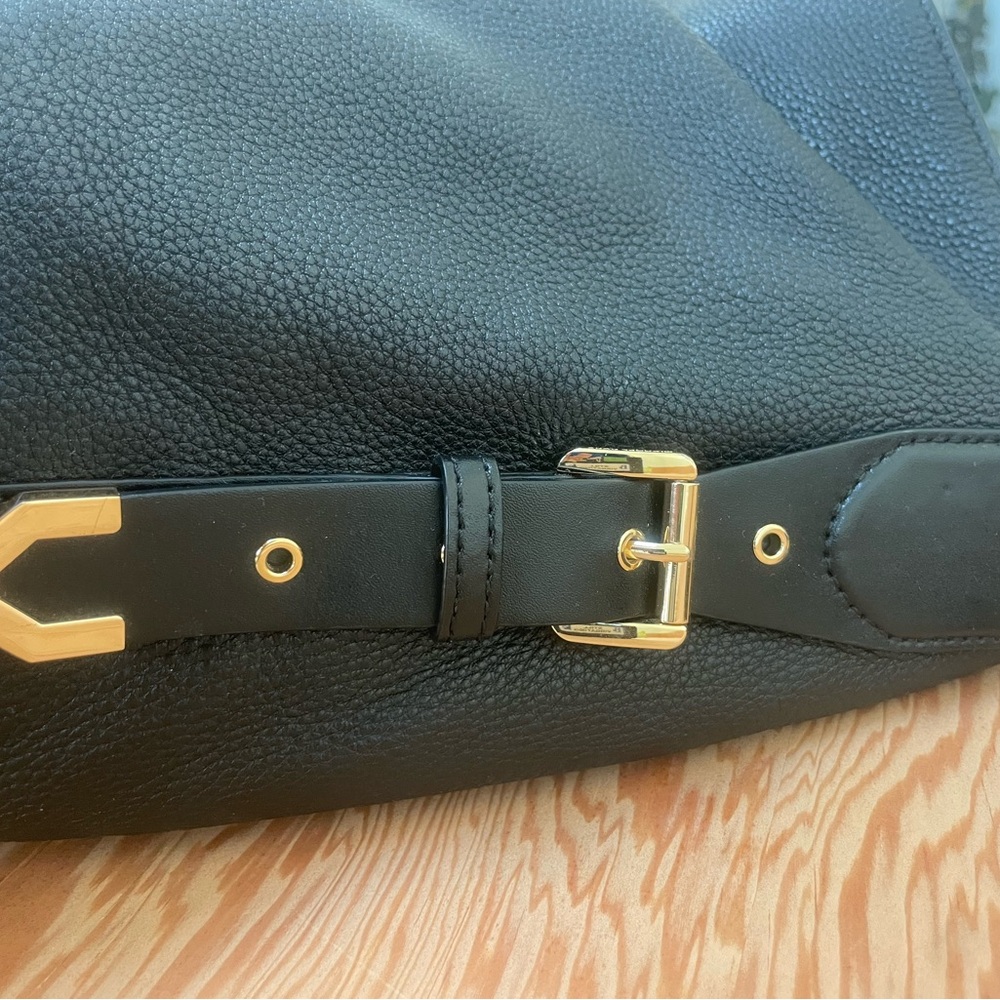 Michael Kors Barrel Bag Black Leather purse bucket tote tassel buckle hardware - Picture 12 of 13
